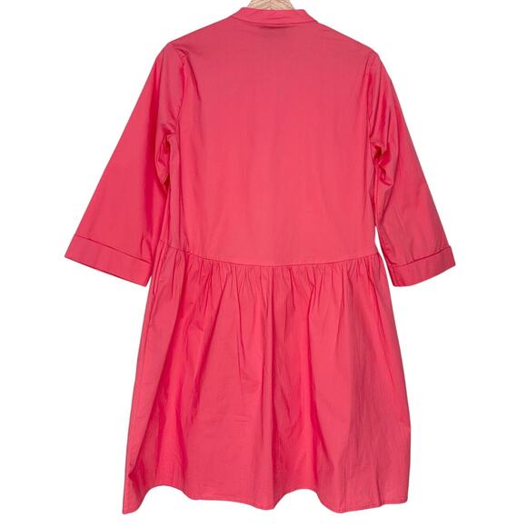 NWOT Tuckernuck Royal Shirt Dress Poppy Pink Preppy Barbiecore | SZ L - Picture 4 of 12